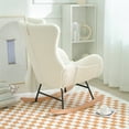 thumbnail image 3 of Modern Teddy Fabric Nursery Rocking Chair, Accent Rocker Chair with High Backrest for Nursery, Accent Glider Rocker Rocking Accent Chair for Living Room Bedroom Playroom, White, 3 of 11
