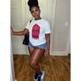 thumbnail image 2 of Lovelywholesale Casual Round Neck Masked Face Print White T-shirt, 2 of 2