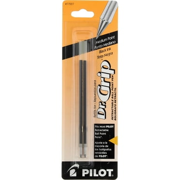 Pilot Dr. Grip Ball Point Pen Refill, Medium, Black 77227, 2 Ct (3 pack) (Bundle)