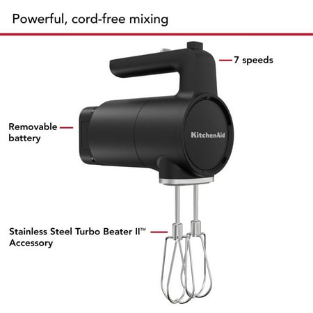 KitchenAid - Go Cordless Hand Mixer with Battery - Black