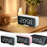 Nsxcdh Bluetooth Speaker Alarm Clock, Mirror Display, Portable, Card Slot, 7.7x3.15x1.77in, Wireless Audio, Temperature, Home Office Decor Birthday Gifts for Women and Men