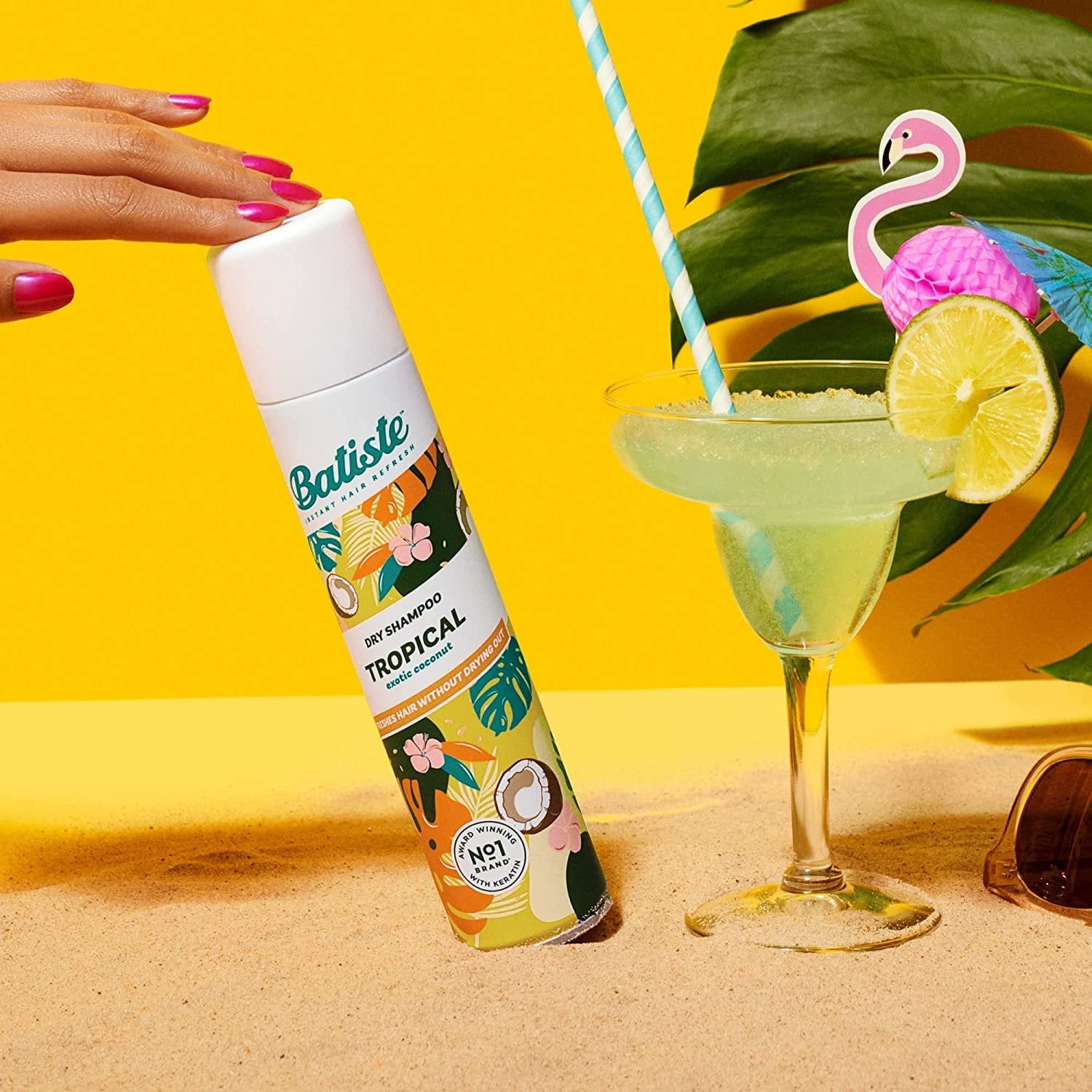 Batiste Dry Shampoo, Tropical Fragrance, Refresh Hair and Absorb Oil Between Washes, Waterless Shampoo for Added Hair Texture and Body, 6.73 OZ Dry Shampoo Bottle
