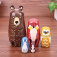 thumbnail image 3 of 5 Pieces Cute Animals Nesting Stacking Wood Bear Nesting Puzzles Toy Rabbit Matryoshka Ethnic Home Decoration Puzzles Toy Gift for, 3 of 7