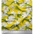 thumbnail image 1 of Soimoi Velvet Fabric Leaves & Lily Floral Fabric Prints by Yard 58 Inch Wide, 1 of 3