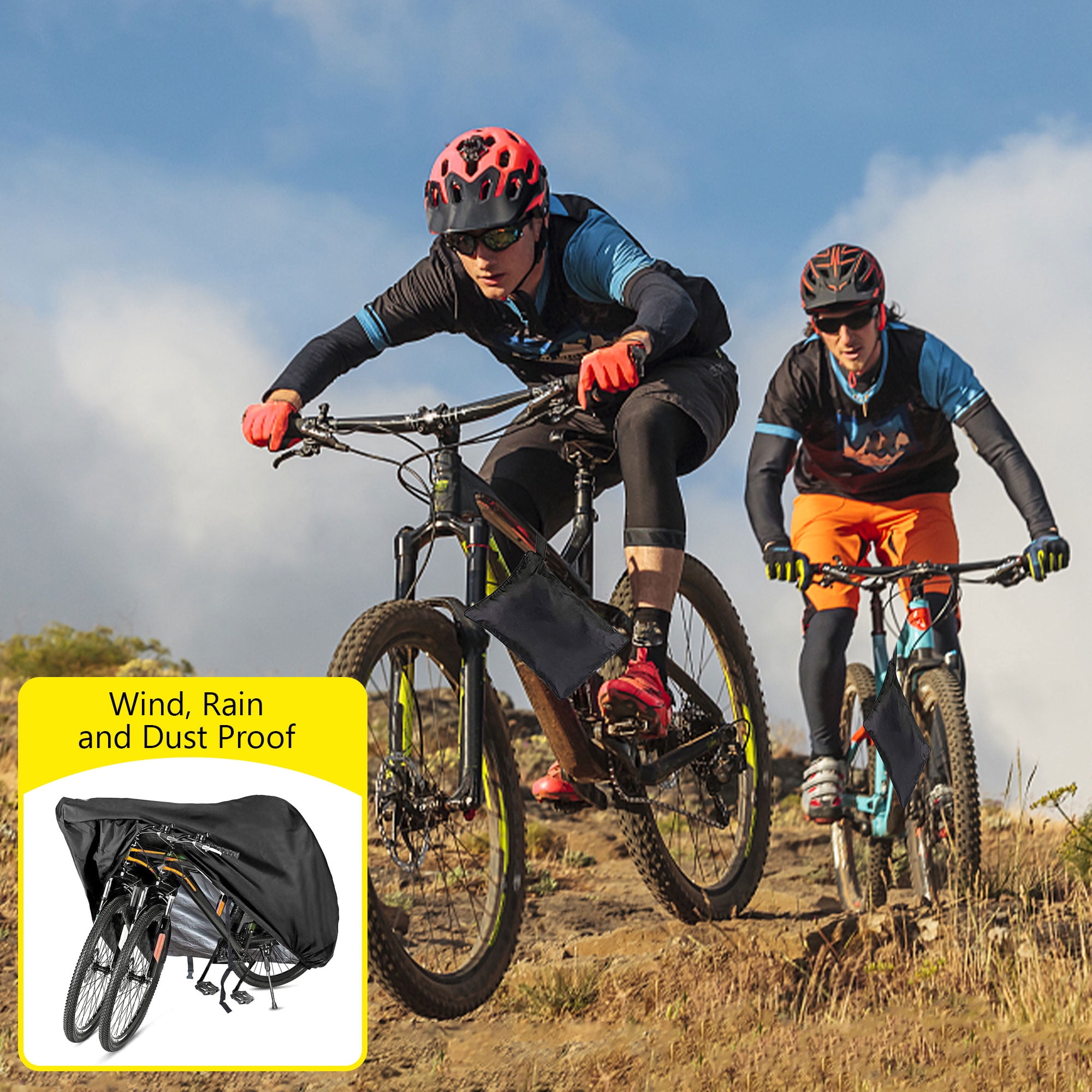 Semfri XXL Bike Cover, Fits 3 Bicycles Heavy-Duty Waterproof/Sun-Resistant, with Locking Buckles, for Mountain /Road/E-Bikes