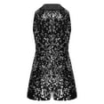 thumbnail image 2 of Raenseen Girls Sequin Glitter Mini Romper Short Collared Neck Sparkly Sleeveless Button Down Black 12, 2 of 5
