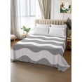 thumbnail image 2 of Grey Ripple King Size Flat Sheet, Wrinkleproof & Fadeproof Cooling Flat Bed Sheet Only, Simple Gray White Waves Aesthetics Breathable Soft Bedding Top Sheets 105 x 98 Inches, 2 of 8