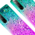 thumbnail image 4 of Compatible for Sony Xperia 10 II Case with Tempered Glass Screen Protector SOGA Diamond Liquid Quicksand Cover Cute Girl Women Phone Case - Teal / Purple, 4 of 5