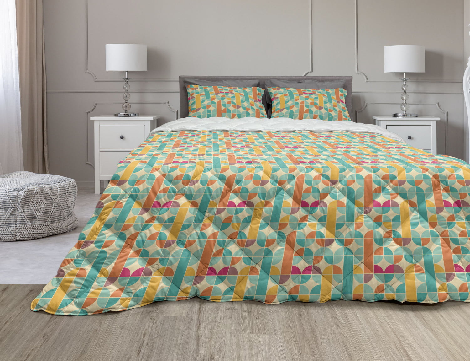 Grafix GEOMETRIC Duvet Cover REVERSIBLE Stripe Bedding Set Polycotton Pillow Cas 