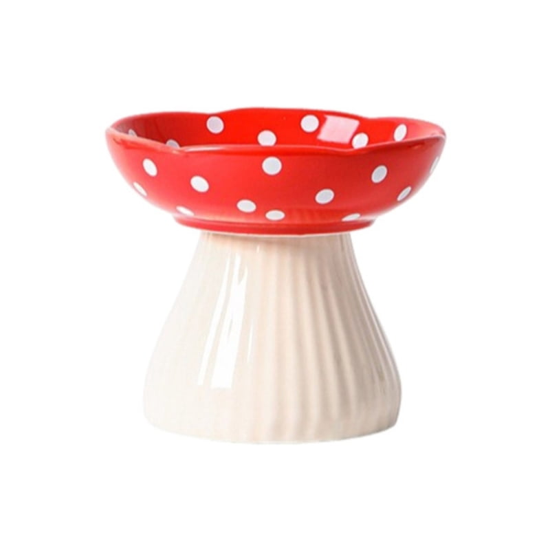 Yiran Ceramic Elevated Neck-Protective Cat Bowl, Red