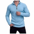 thumbnail image 4 of Aobny Solid Mens Shirt Zip Jacquard Tshirt Long Sleeve High Neck T Shirt Men,Blue,L, 4 of 5