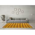 thumbnail image 3 of Ahgly Company Indoor Square Checkered Yellow Modern Area Rugs, 5' Square, 3 of 4