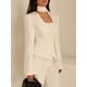 thumbnail image 5 of Chaqueta de Traje de Larga para Mujer, Color Liso, Cuello en V, Corte Entallado y Hombreras XL, 5 of 9