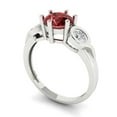 thumbnail image 2 of 1.72 ct Round Cut Natural Garnet 3 Stone 18K White Gold Womens Engagement Ring, 2 of 5