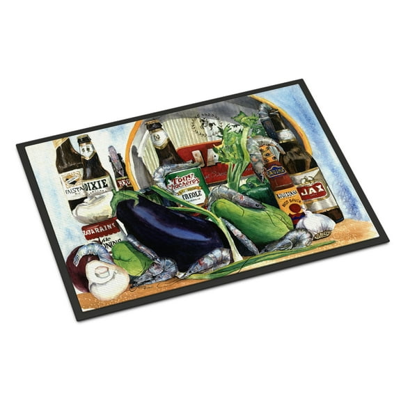 Carolines Treasures 1007JMAT Eggplant and  Orleans Beers Door Mat Indoor Rug or Outdoor Welcome Mat 24x36 Doormat 24H X