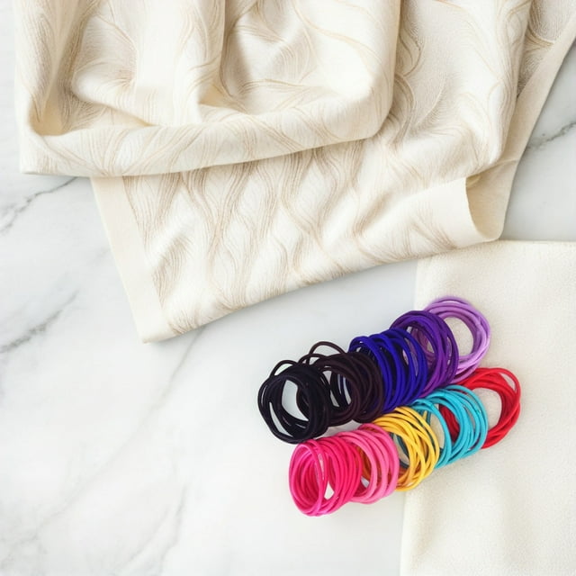 CHICHUMID 50Pcs Stretchy Nylon Hair Rope Rubber Bands for Hair Holding in Assorted Colors