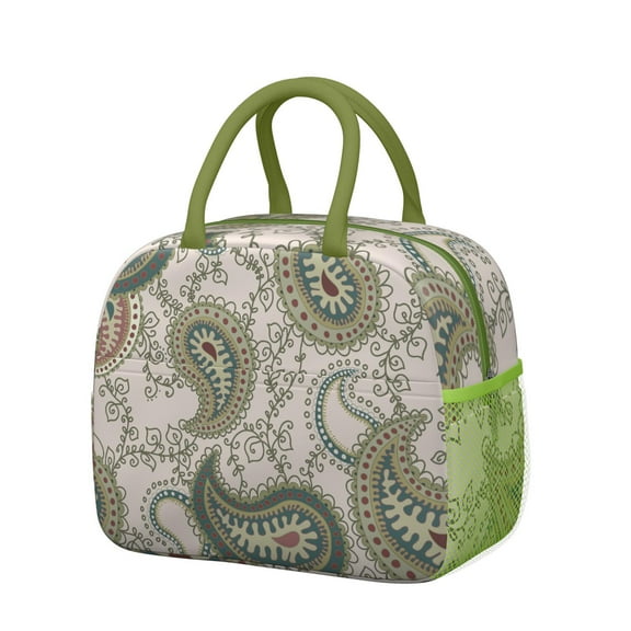Reusable Paisley Lnsulated Lunch Bag for Women & Men-Leakproof Water-Resistant Cooler Tote,Large Capacity(10.6x8.7x6.3in)for Work,Office,Travel,Picnic,Beach.