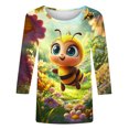thumbnail image 5 of SOOMLON Womens 3/4 Sleeve Shirts Plus Size Tunic Bee Festival Tops Casual Crewneck Shirts Funny Honey Bee Graphic T Shirts 2025 Trendy Spring Summer Ladies Tops Loose Fit Outfits Pullover Yellow XL, 5 of 5