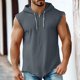 thumbnail image 2 of M Y M Camisa sin Mangas con Capucha Color Plano Clásico Cuarto Cremallera Deportes Casuales Color Sólido Superior para Hombres, 2 of 7