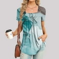 thumbnail image 5 of Mode Femme T-Shirt Décontracté Imprimé Col en V Manches Courtes Ample, 5 of 5