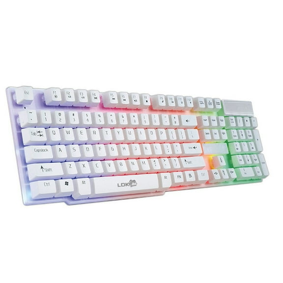 QianYing Smart Electronics Clearance Colorful Crack LED Illuminated Backlit USB Wired PC Gaming Keyboard