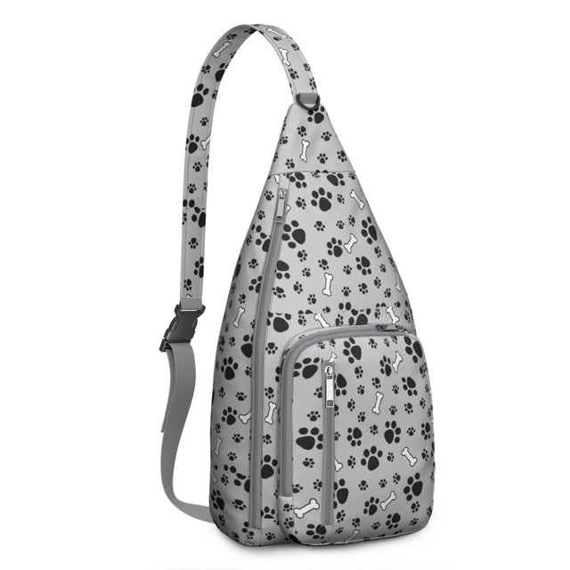 Aesthetic Dog Sling Bag - Dogs and Flowers Print Shoulder Backpack (Water-Resistant & Lightweight, Stylish Design)