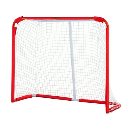 VEVOR Youth Street Hockey Net, Indoor Outdoor Steel Hockey Goal, Portable Lightweight Youth Street   Roller for Kids, Junior Hockey Training Goal Set with Net, Easy Assemble, 54" x 44", White/Red