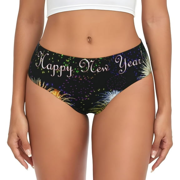 Women's Firework Happy New Year Seamless Hipster Panties Stretch printed Bikini Underwear X-Small