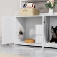thumbnail image 2 of Litter Box Enclosure with Shelves, Wooden Hidden Cat Litter Box Enclosure Furniture with 2 Door, Indoor Cat House with Scratch Pad, Storage Cabinet Display Rack, 2 of 3