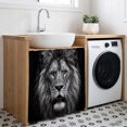 thumbnail image 3 of Lion Cabinet Curtains for Kitchen 35"W x 35"L, Modern Minimalist Black White Powerful Wild Animal Lion Head Laundry Sink Cabinets Magic Tape Short Curtain Privacy Panel for Bathroom Vanity Cabinets, 3 of 9
