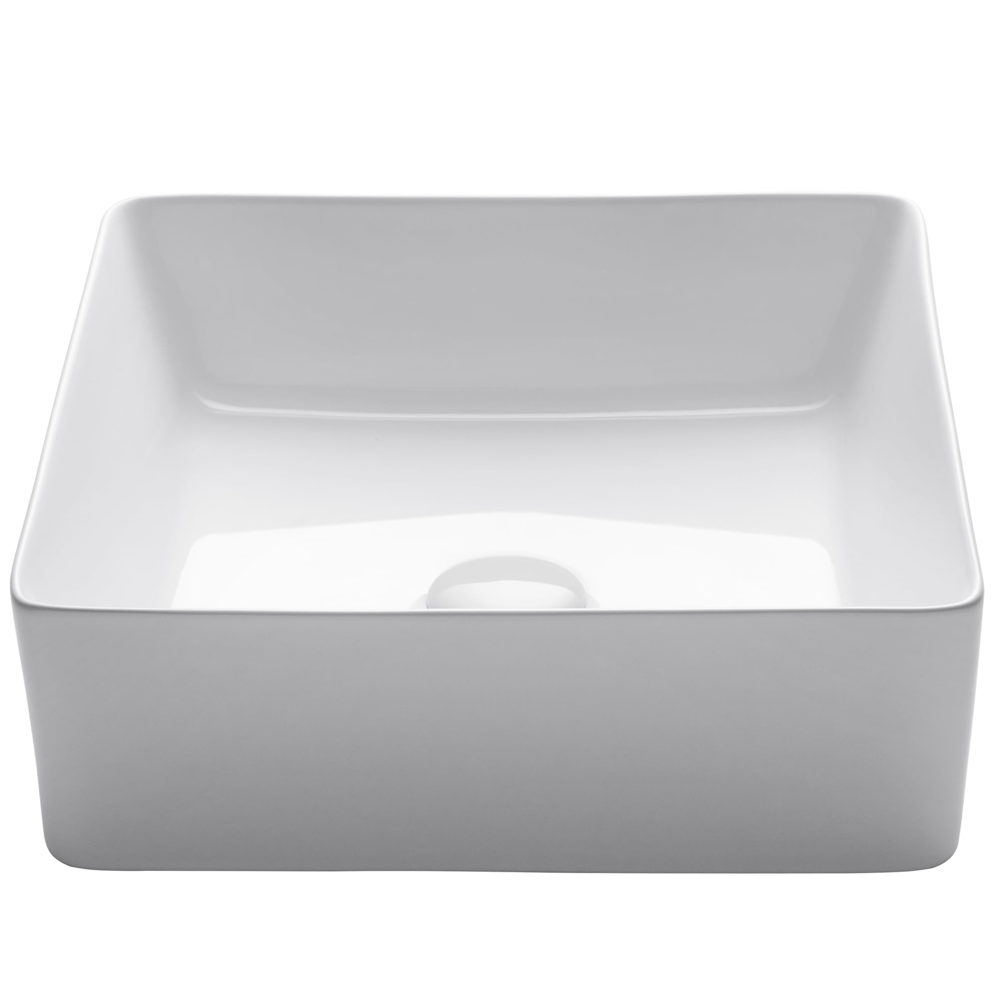 KRAUS Viva Square White Porcelain Ceramic Vessel Bathroom Sink, 15 5/8 in.  L x 15 5/8 in. W x 5 1/8 in. H - Walmart.com