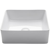 KRAUS Viva Square White Porcelain Ceramic Vessel Bathroom Sink, 15 5/8 in. L x 15 5/8 in. W x 5 1/8 in. H