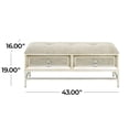thumbnail image 4 of DecMode Linen Fabric Upholstered 2 Drawer Storage Bench with Tufted Seat and Ring Handles, Beige, 4 of 13
