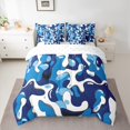 thumbnail image 3 of Feelyou Blue Camo Abstarct Twin Bedding Sets 7-Piece for Teens, Chic Camouflage Bedding Comforter Set, Cartoon Pixelate Miner Reversible Sheet Sets, Lightweight Room Decor, 3 of 8