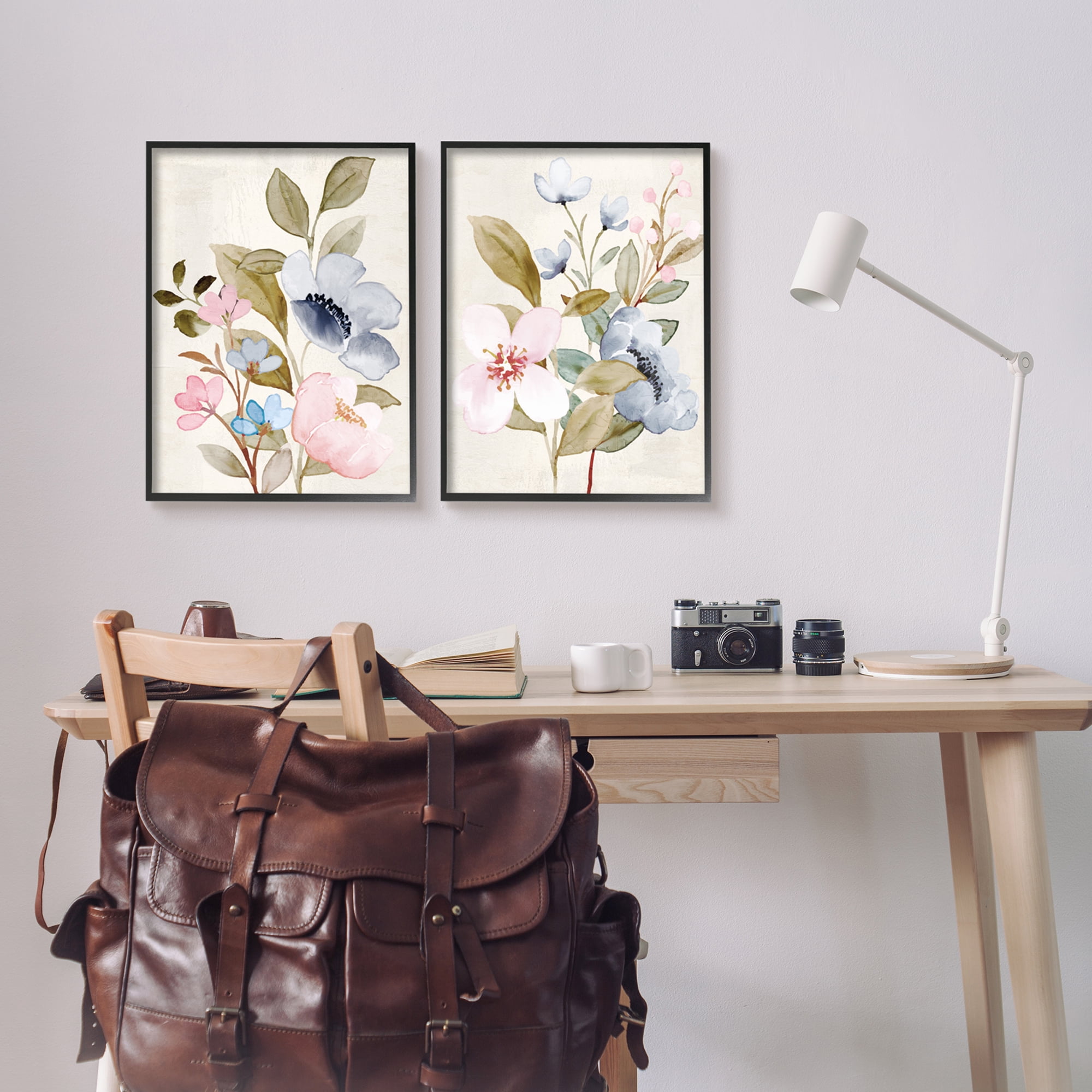 Stupell Industries Soft Pastel Florals Botanical & Floral Painting Black Framed Art Print Wall Art, 16 x 20