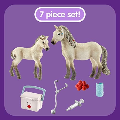 Schleich Horse Club, juguetes para caballos para niñas y niños, el kit de primeros auxilios de Hannah set con Schleich Schleich