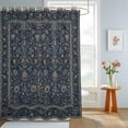 thumbnail image 3 of Dense Floral Fields Shower Curtain with Hooks, Rustic Navy Blue Blossom Vines Floral Borders Water Repellent Shower Curtains for Bathroom Decor Sturdy Shower Curtain, Machine Washable 48x72 Inch, 3 of 9