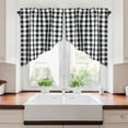 thumbnail image 6 of LUCKUP Farmhouse Kitchen Curtains Buffalo Plaid - Swag Curtains for Windows Light Filtering Rod Pocket Thermal Insulated or Home Bedroom Cafe Decor Window Treatments, 27 W x 36 H-2 Pcs, Black, 6 of 7