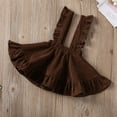 thumbnail image 3 of Toddler Baby Girls Corduroy Suspender Skirt Ruffle Hem Solid Color Sleeveless Strap Overall Dress, 3 of 6