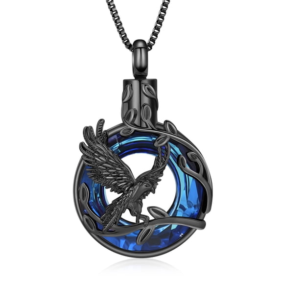 Circle of life with Eagle Urn Necklace for Ashes Cremation Jewelry for Women Men Memorial Necklaces Ash Holder for Human / Pet