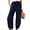 Navy, variant on Nhthy Women's Summer Drawstring Linen Wide Leg Long Pants, Elastic Waist Capri Length Casual Trousers White S