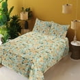 thumbnail image 2 of Ambesonne Floral Scene Fitted & Flat Sheet with Sham 3 Pcs Set, Botany Vibes Flowers, Twin, Almond Green Earth Yellow, 2 of 5
