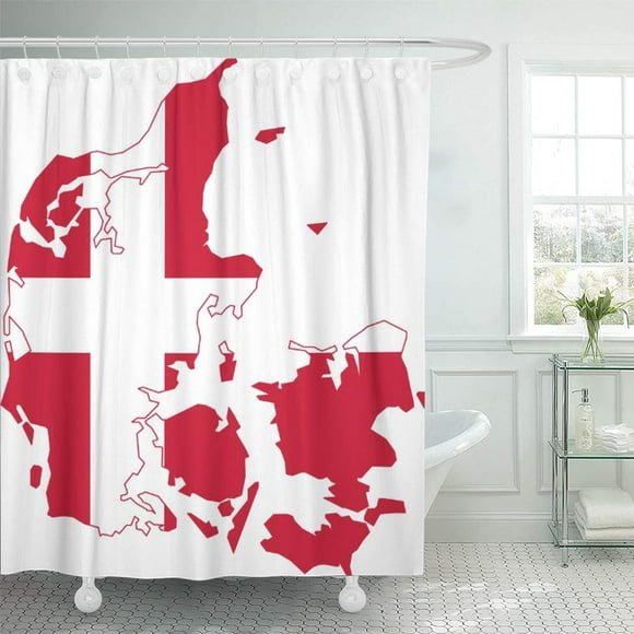 YUSDECOR Danmark Denmark Flag Map Dansk Scandinavia Scandinavian Norse Nordic Bathroom Decor Bath Shower Curtain 60x72 inch
