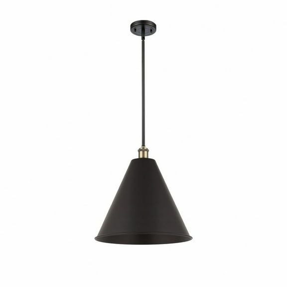 516-1S-BAB-MBC-16-BK Innovations Lighting Ballston Cone - 1 Light Pendant In Industrial Style-16.75 Inches Tall and 16 Inches Wide-Black Antique Brass