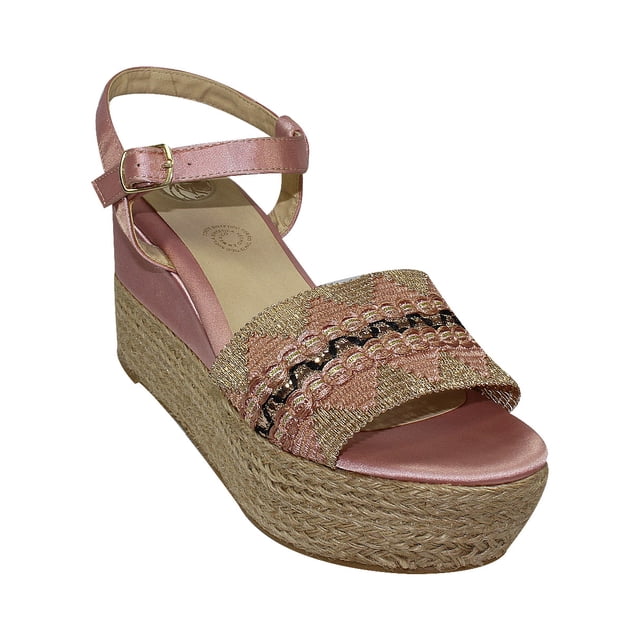 SANDALIAS PLATAFORMA LEON MUJER ROSA TEXTIL 07610 LEON 07610p