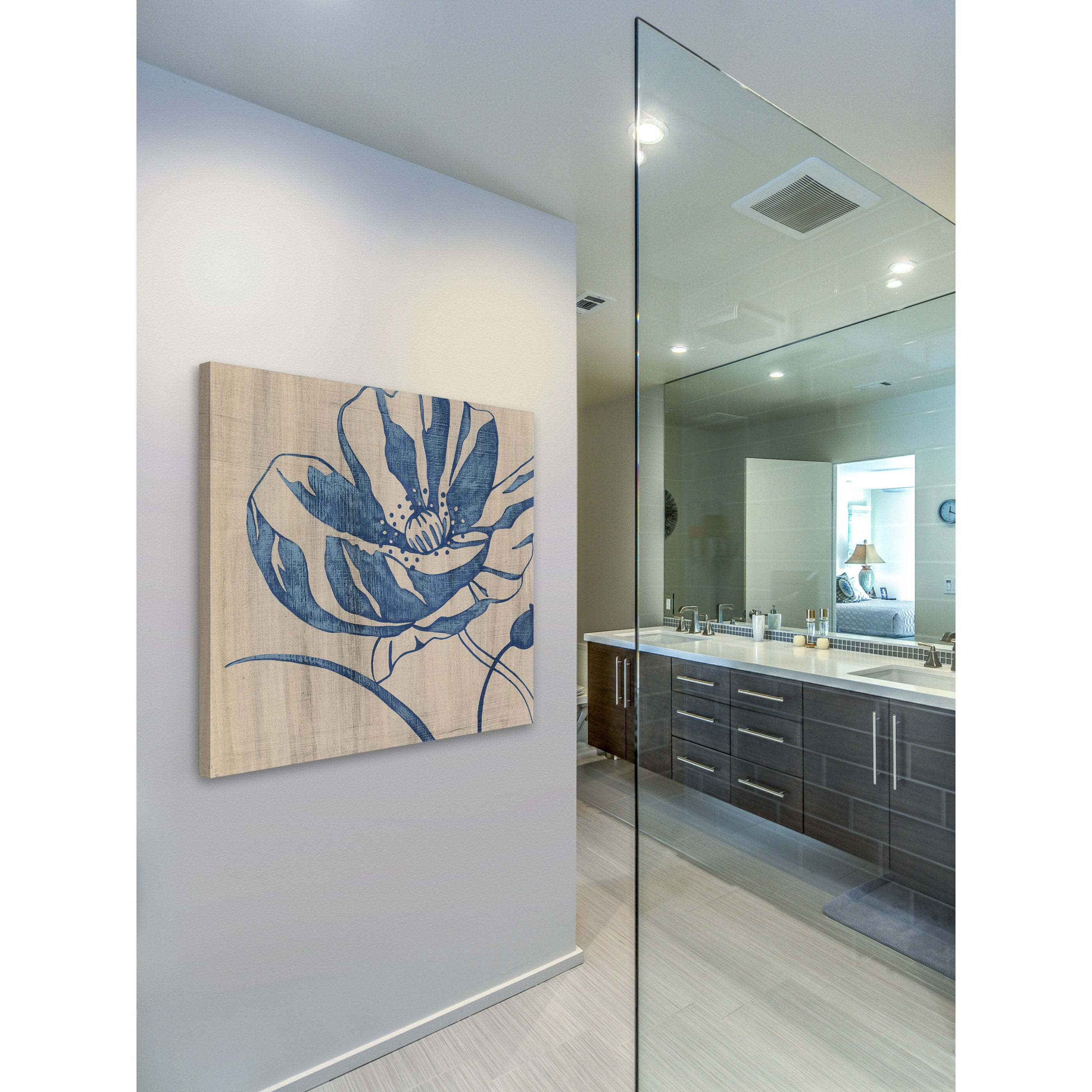 Marmont Hill "Indigo Poppy" Painting Print on Wrapped Canvas