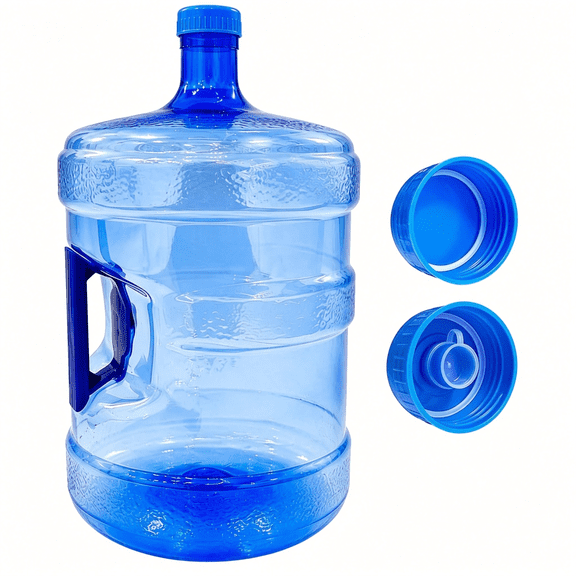 NORIZF 5 Gallon Water Jug with 2 Screw-On Caps - Reusable Refillable Water Bottle for Top & Bottom Load Dispensers, Leak-Proof Seal for Storage, Bpa-Free Pet,
