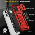 thumbnail image 3 of Armor Case for iPhone 17 Pro with Sliding Camera Cover & Kickstand, Heavy Duty Military Grade Protection Phone Case, Built-in 360° Rotate Ring Stand, Shockproof Full Body Rugged Case, Red, 3 of 7