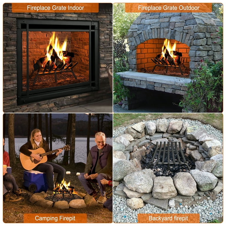 JOZ Fireplace Grate 21 inch Solid Steel Heavy Duty Firewood Log Burning Rack 3 4 Bar Fire Grates for Outdoor Kindling Tools Pit Indoor Fireplace Log