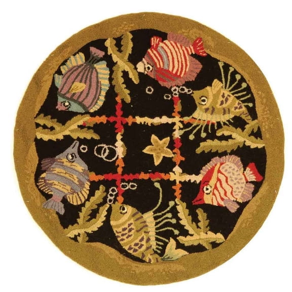 Safavieh  Handmade Chelsea Ashlynn French Country Wool Rug 5'6" x 5'6" Round 5' Round, 6' Round Indoor Living Room, Bedroom, Dining Room Round